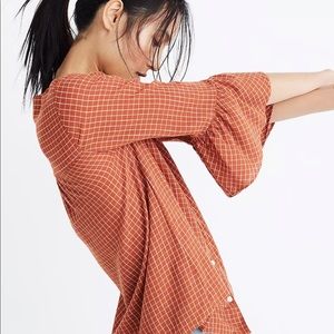 MADEWELL | Veranda Bell-Sleeve Shirt in Windowpane